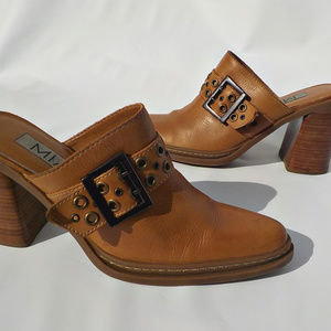 MIA Tan Leather Mule Clog Mules